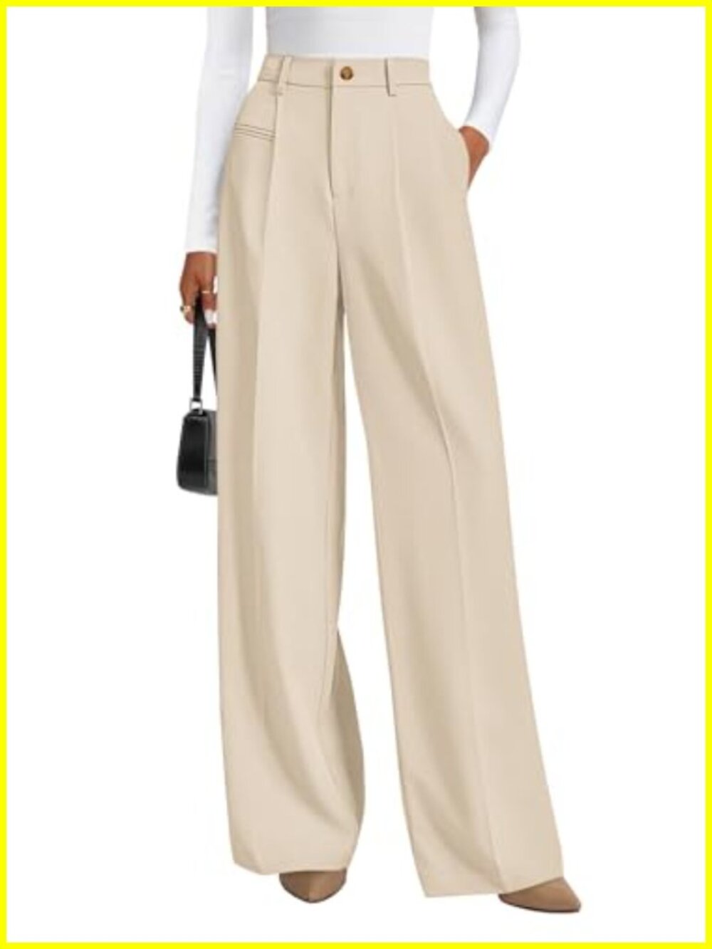 High Waisted Wide Leg Trousers 100% Polyester Palazzo Work Pants